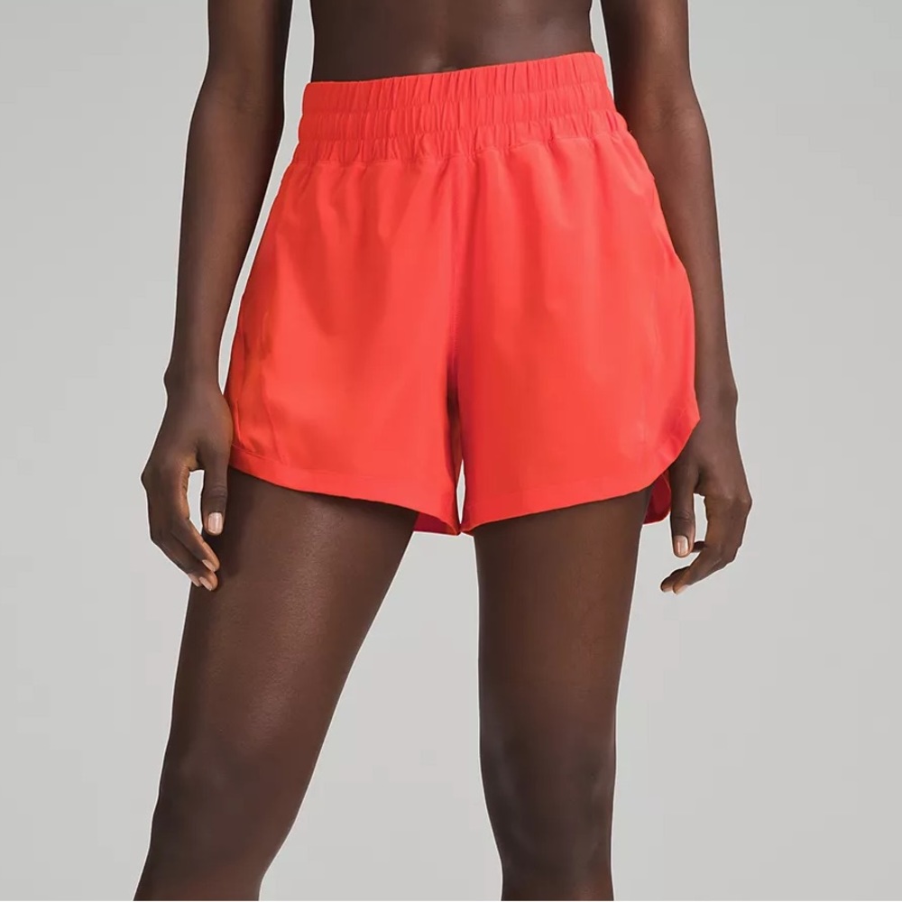 Lululemon Track That High-Rise Lined Short 5" Solar Orange